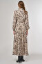Leopard Pattern Pleated Dress Cream - 4