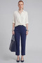 Suede Trousers with Stitching Detail Dark Navy Blue - 2