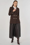 Plaid Pattern Blazer Jacket Dark Brown