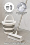 Bathroom Balcony Cleaning Set - Folding Cleaning Bucket - Hard Brush with Swivel Head and Hook
