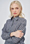 Stripe Pattern Cotton Linen Tunic Dark Navy Blue - 7