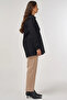Double Breasted Closure Jacket with Elasticated Cuffs and Shoulder Detail Black - 6