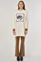 Visually Printed Rayon Sweatshirt Ecru - 3