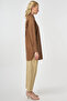100% Cotton Piece Shirt Collar Laser Cut Tunic Brown - 6