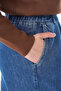 Elastic Waist Denim Trousers Indigo - 8