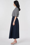 High Waist A-Line Skirt Dark Navy Blue - 4