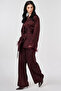 Otriş Detailed Satin Double Suit Burgundy