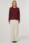 100% Viscose Button Detailed Knitwear Cardigan Burgundy - 3