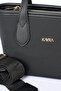 Textured Thick Strap Tote Bag Black - 5