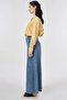 Washable Wide Leg Denim Trousers Blue - 3