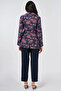 Floral Patterned Blazer Jacket Navy Blue - 4