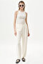 Pleated Pocket Detailed Basic Trousers Ecru - 5