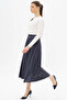 High Waist Faux Leather Skirt Dark Navy - 2