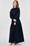 Lace Trimmed Maxi Dress Dark Navy Blue