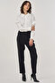 Çima Stitched High Waist Pipe Leg Trousers Black