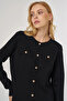 100% Viscose Button Detailed Knitwear Cardigan Black - 7