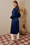 Chain Belt Detailed Satin Tunic Dark Navy Blue - 2
