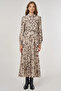 Leopard Pattern Pleated Dress Cream - 2