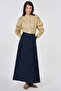 High Waist Pleated Skirt Dark Navy - 2