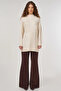 Knitted Detailed Viscose Knitwear Tunic Cream - 3