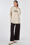 Slogan Printed Combed Cotton Sweatshirt Cream - 2