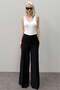 Black Front Pleated Palazzo Women's Trousers Sh243 - 3