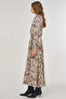 Leopard Pattern Pleated Dress Cream - 3
