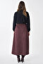 Belt Detailed Suede Skirt Cocoa Powder - 5