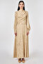 Leaf Pattern Jacquard Dress Light Yellow - 2