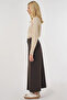 Slit Detailed Denim Skirt Dark Brown - 4