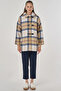 Plaid Pattern Coat Beige - 3