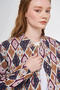 Patterned Bomber Jacket Navy Blue - 6