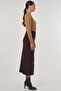 Zipper Detailed Viscose Knitwear Skirt Dark Brown - 5