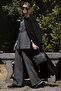 Plaid Pattern Double Breasted Belted Jacket Anthracite