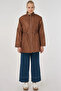 Waist Drawstring Short Coat Light Brown - 3