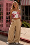 Beige Front Pleated Palazzo Women's Trousers Sh243