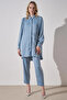 Button Detailed Jacquard Carrot Trousers Sea Ice