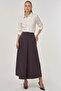 High Waist Bell Skirt Dark Brown - 2