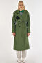 Trench Coat with Embroidery Detail Forest Green - 4