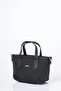Textured Thick Strap Tote Bag Black - 2