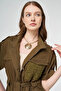 100% Cotton Piece Skirt Suit Dark Khaki - 7
