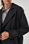 Epaulette Detailed Trench Coat Black - 7