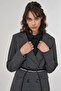 Plaid Pattern Double Breasted Belted Jacket Anthracite - 7