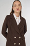Plaid Pattern Blazer Jacket Dark Brown - 6