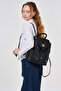 Faux Leather Backpack Black - 2