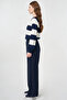 Elastic Waist Linen Trousers Dark Navy Blue - 3