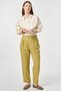 Linen Trousers with Leg Detail in Oil Green - 2