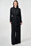 100% Viscose Hotfix Printed Double Suit Black - 2