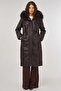 Fur Detailed Faux Leather Coat Brown - 2