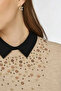 Viscose Knitwear Tunic with Sequin Detail on the Collar Mink - 7